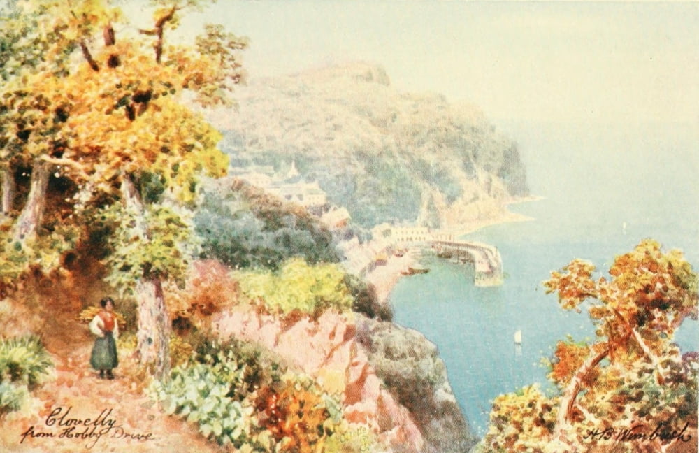 North Devon 1906 Clovelly from Hobby Drive Canvas Art - Henry Bowser Wimbush (24 x 36)