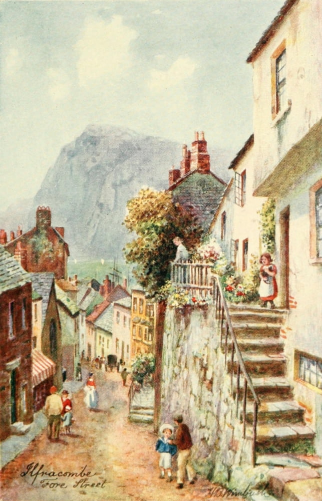 North Devon 1906 Fore Street Ilfracombe Canvas Art - Henry Bowser Wimbush (24 x 36)
