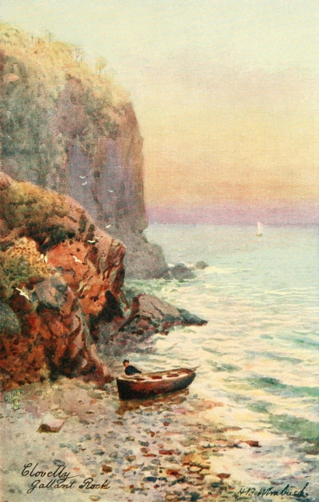 North Devon 1906 Gallant Rock Clovelly Canvas Art - Henry Bowser Wimbush (24 x 36)