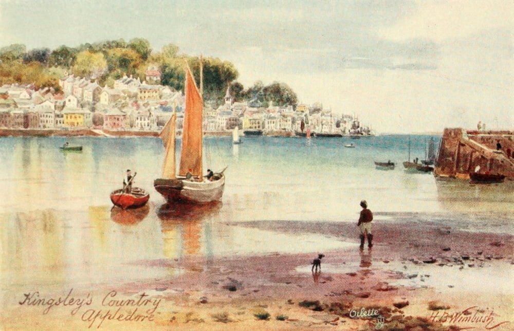 North Devon 1906 Harbour Appledore Canvas Art - Henry Bowser Wimbush (24 x 36)
