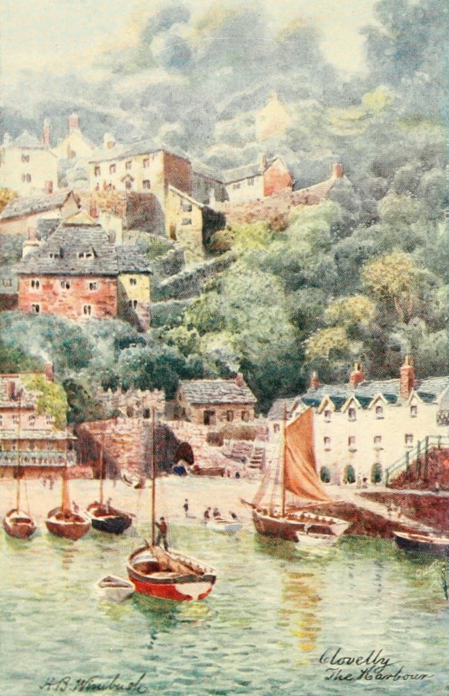 North Devon 1906 Harbour Clovelly Canvas Art - Henry Bowser Wimbush (24 x 36)
