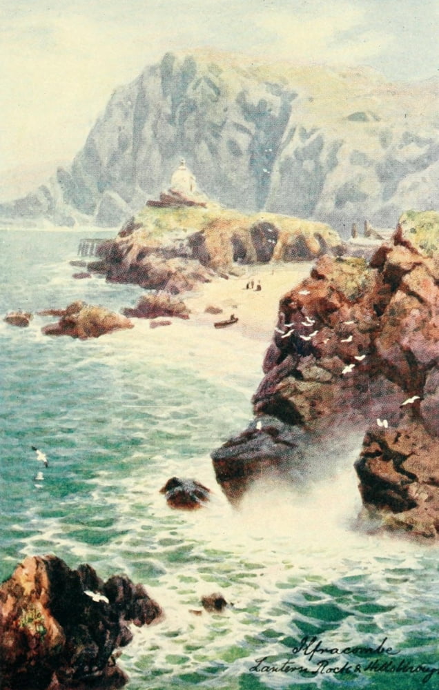 North Devon 1906 Lantern Rock & Hillsborough Canvas Art - Henry Bowser Wimbush (24 x 36)