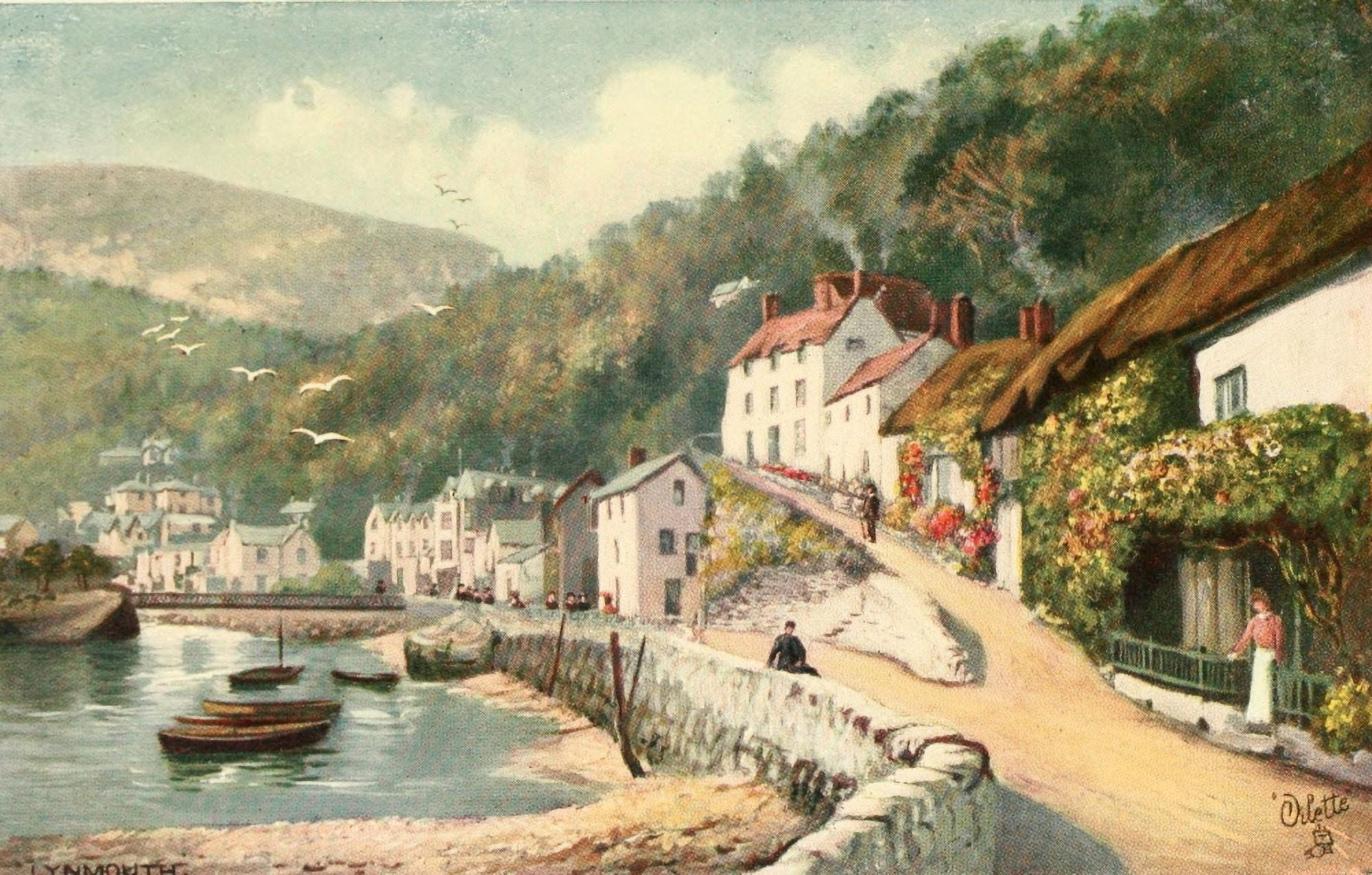 North Devon 1906 Lynmouth Canvas Art - Henry Bowser Wimbush (24 x 36)