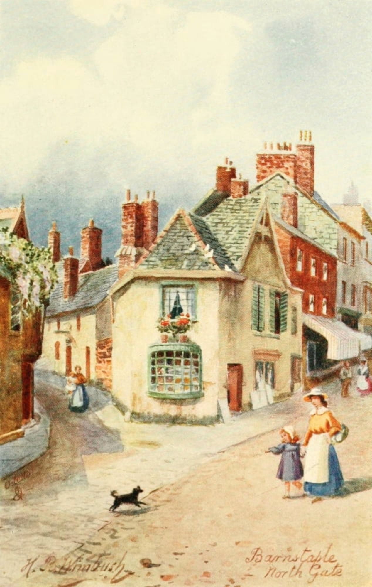 North Devon 1906 North Gate Barnstaple Canvas Art - Henry Bowser Wimbush (24 x 36)
