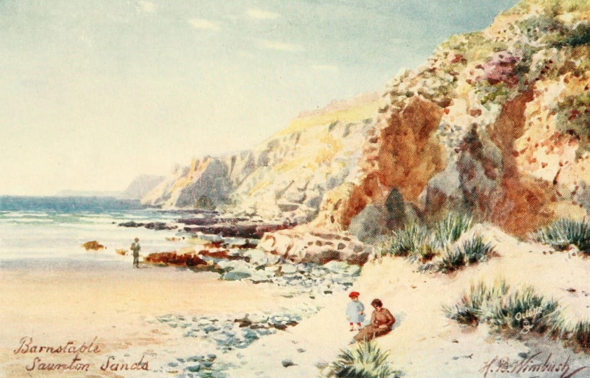North Devon 1906 Saunton Sands Barnstaple Canvas Art - Henry Bowser Wimbush (18 x 24)
