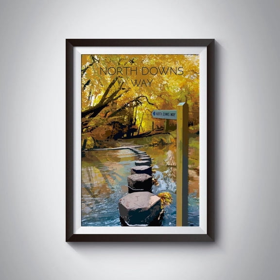 North Downs Way National Trail Surrey Box Hill Hiking Art, Unframed Canvas 8x10in