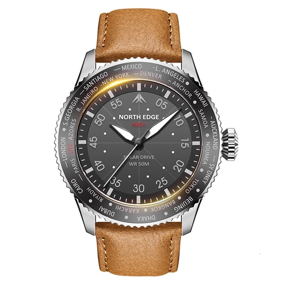 North Edge Mach Watch Pilot Watch Solar Powered Watch For Men 50M Waterproof Chronograph Night Lasting Up To 180 Days Solar Watch