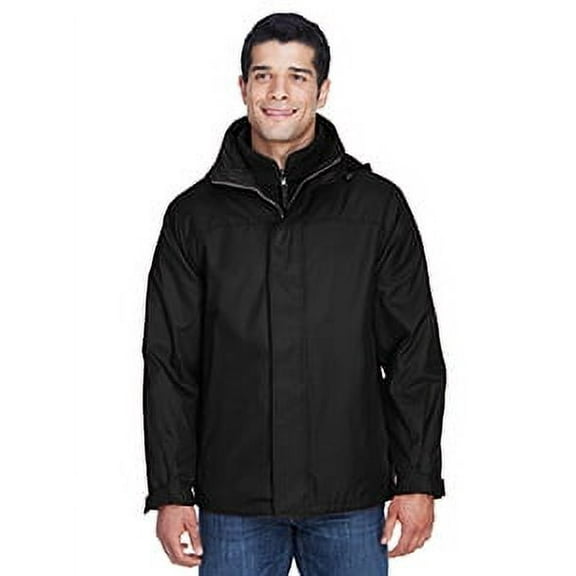 North End 88130 Men's 3-in-1 Insulated Jacket-Black-XS