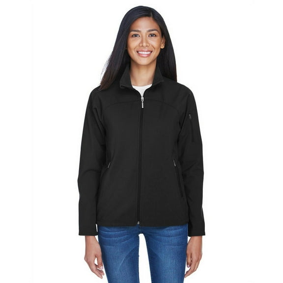 North End 78034 Women's 3-layer Fleece Performance Soft Shell Jacket-Black-3XL