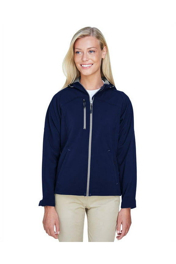 78166 Women's Prospect Two-Layer Fleece Bonded Soft Shell Hooded Jacket-Classic Navy-M