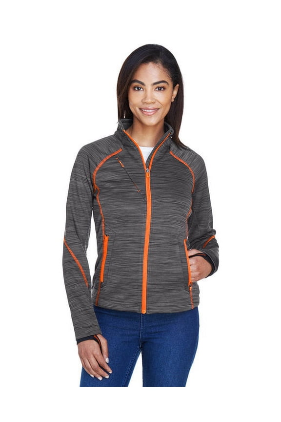 78697 Women's Flux Mélange Bonded Fleece Jacket-Carbon/ Orange Soda-M
