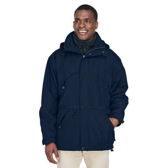 North End 88007 Men's 3-in-1 Parka with Dobby Trim-Midnight Navy-4XL