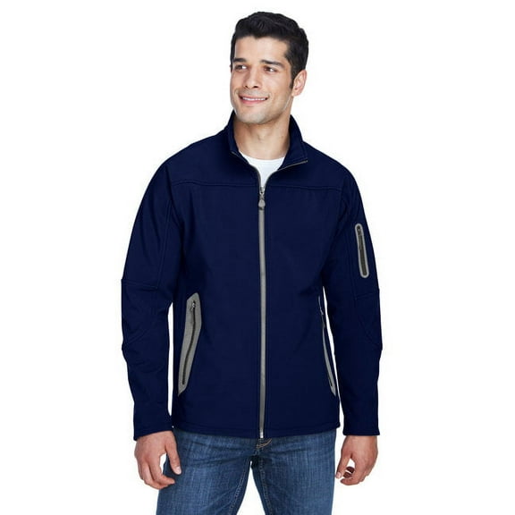 North End 88138 Men's Three Layer Fleece Bonded Shell Technical Jacket-Classic Navy-4XL