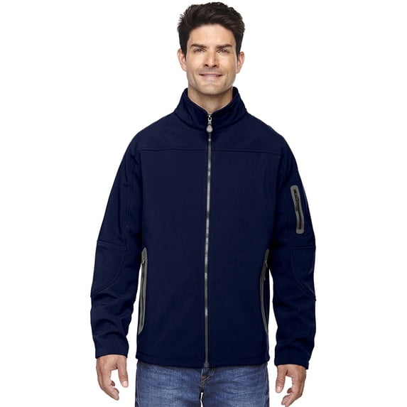 North End 88138 Men's Three Layer Fleece Bonded Shell Technical Jacket-Classic Navy-L
