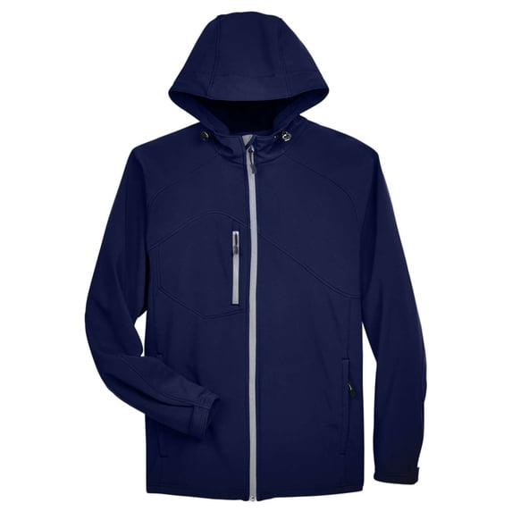 North End 88166 Men's Glacier Insulated Three-Layer Fleece Soft Shell Hood Jacket-Classic Navy-5XL