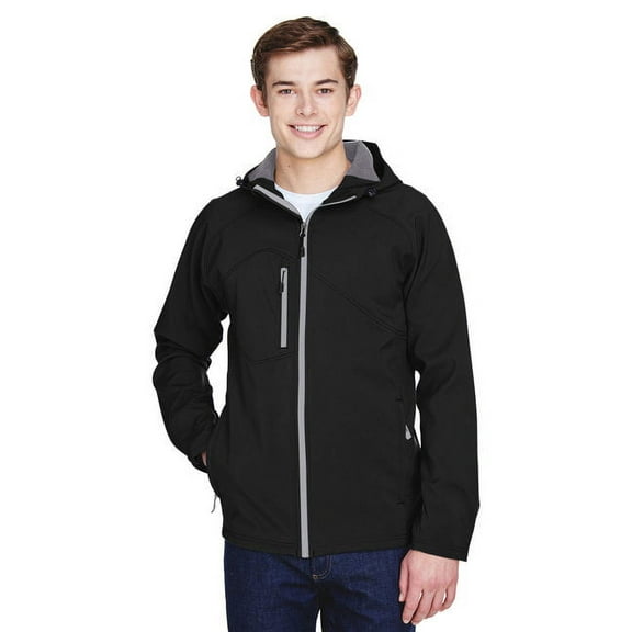 North End 88166 Men's Glacier Insulated Three-Layer Fleece Soft Shell Hood Jacket-Black-2XL