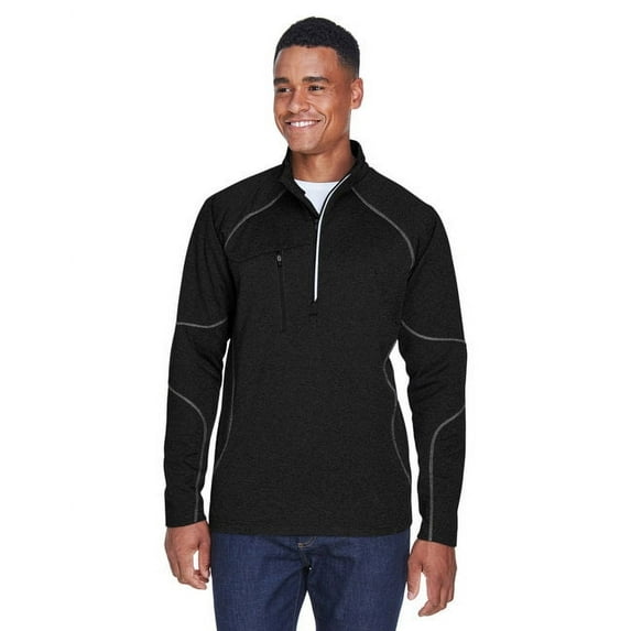 North End 88175 Men's Catalyst Performance Fleece Quarter-Zip Pullover-Black-2XL