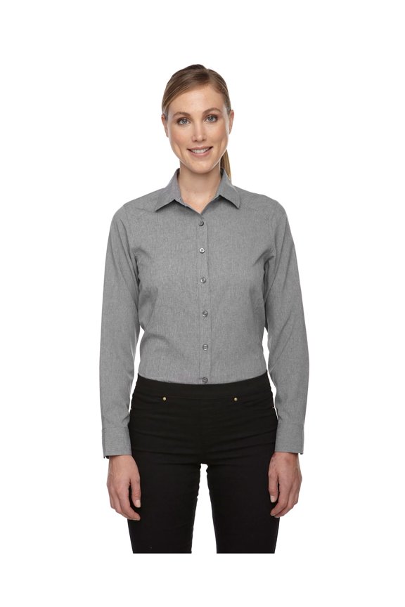 North End Sport Blue 78802 Women Melange Performance Shirt, LIGHT HEATHER, L