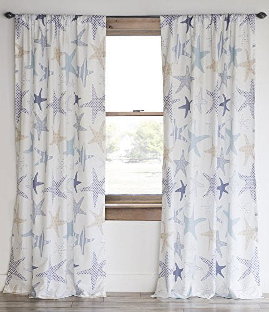 Coastal Starfish Reef White and Blue Curtains Set