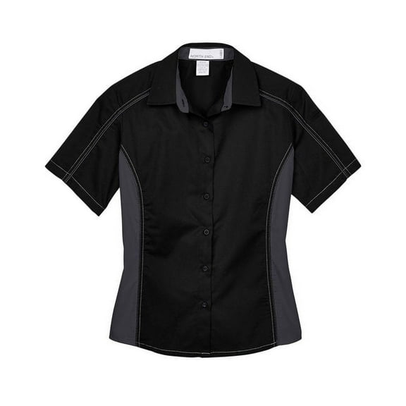 North End Ladies' Fuse Colorblock Twill Shirt 77042 Black Carbon S
