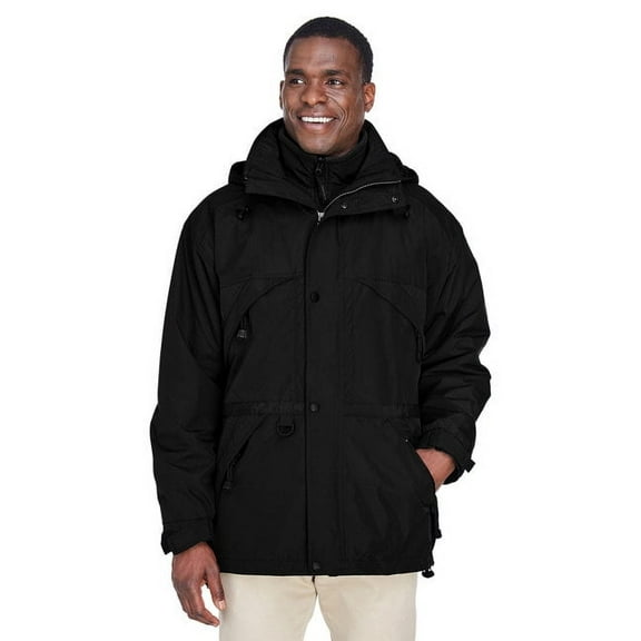 North End 88007 Men's 3-in-1 Parka with Dobby Trim-Black-2XL