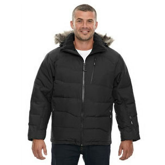 North End Men's Boreal Thermal Brushed Faux Fur Trim Jacket, Black, X-Large