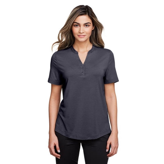 North End NE100W Women's JAQ Snap-Up Stretch Performance Polo-Carbon-L