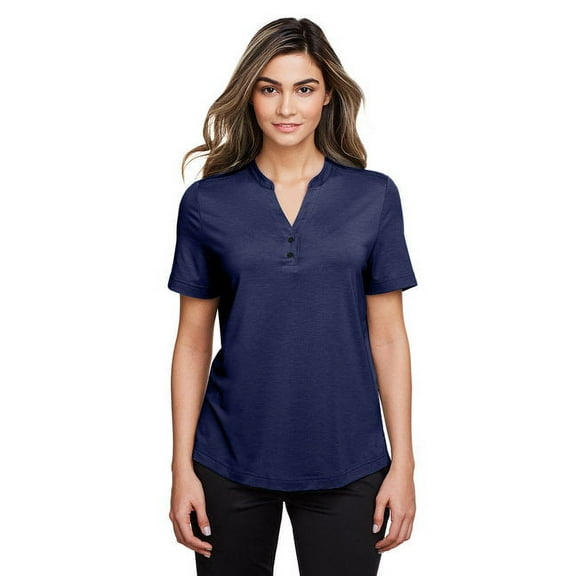 North End NE100W Women's JAQ Snap-Up Stretch Performance Polo-Classic Navy-3XL