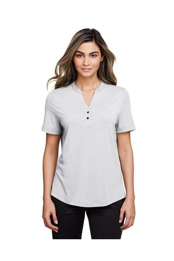 NE100W Women's JAQ Snap-Up Stretch Performance Polo-Platinum-3XL