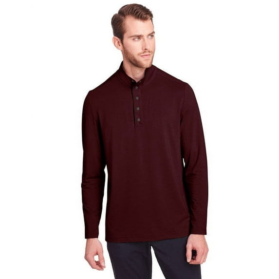 North End NE400 Men's JAQ Snap-Up Stretch Performance Pullover-Burgundy-XL