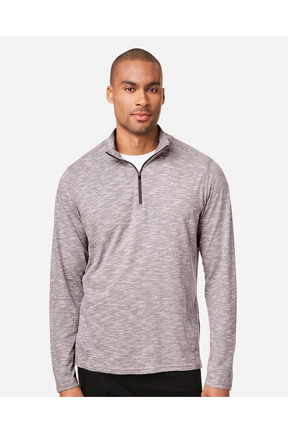 NE415 Men's Eclipse Jacquard Quarter-Zip Pullover-Burgundy Heather-S