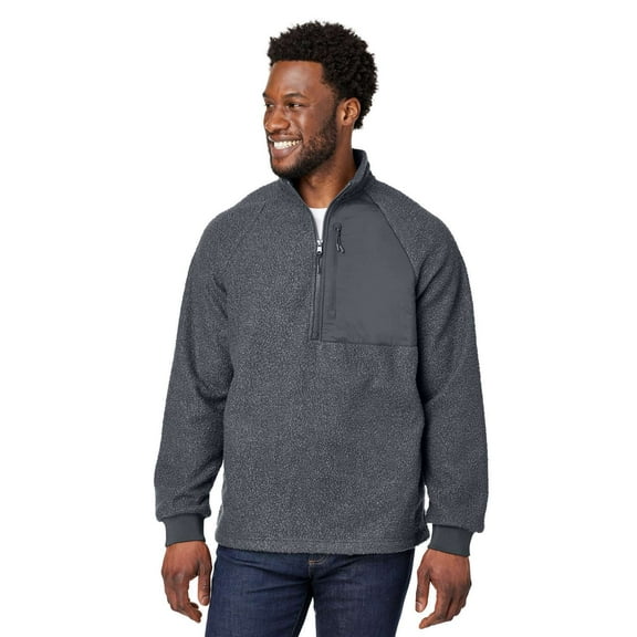 North End NE713 Men's Aura Sweater Fleece Quarter-Zip Pullover-CARBON/ CARBON-3XL