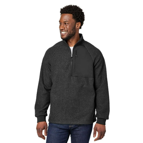 North End NE713 Men's Aura Sweater Fleece Quarter-Zip Pullover-Black/ Black-S