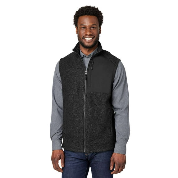 North End NE714 Men's Aura Sweater Fleece Vest-Black/ Black-4XL