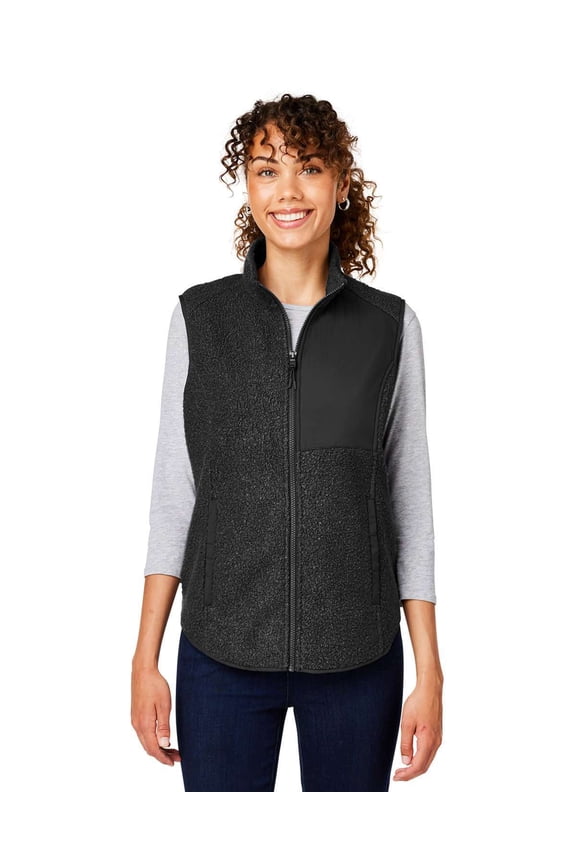 NE714W Women's Aura Sweater Fleece Vest-Black/ Black-M