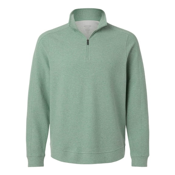North End NE725 Men's Spirit Textured Quarter-Zip Pullover-SAGE GREEN HEATHER-S