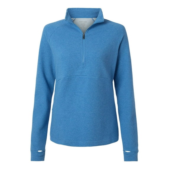 North End NE725W Women's Spirit Textured Quarter-Zip Pullover-Light Nautical Blue Heather-XL