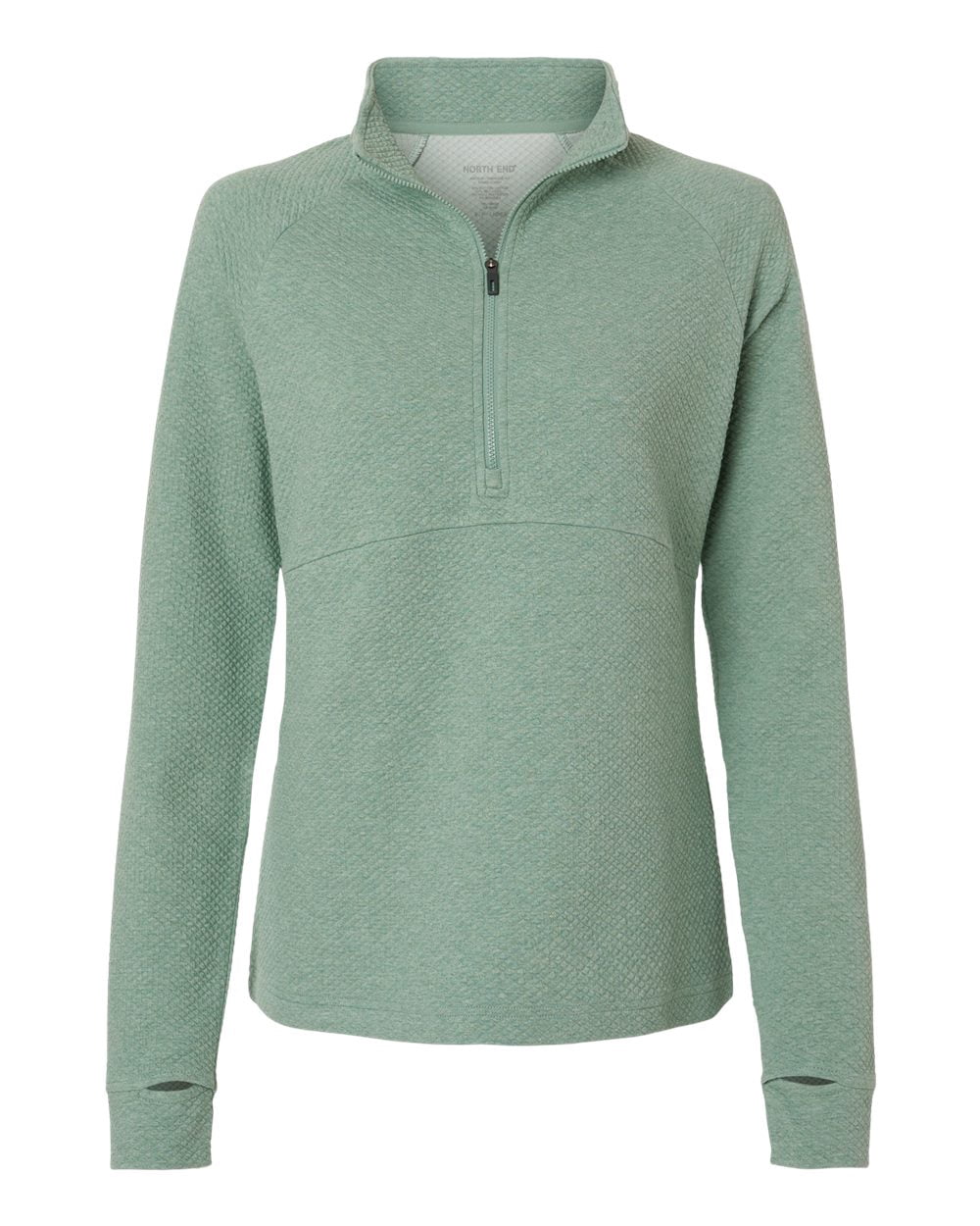 North End NE725W Women's Spirit Textured Quarter-Zip Pullover-SAGE