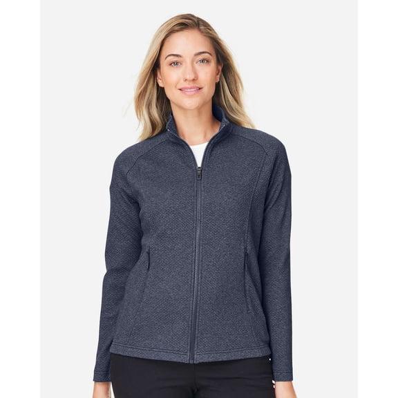 North End NE727W Women's Spirit Textured Full-Zip-Classic Navy Heather-3XL