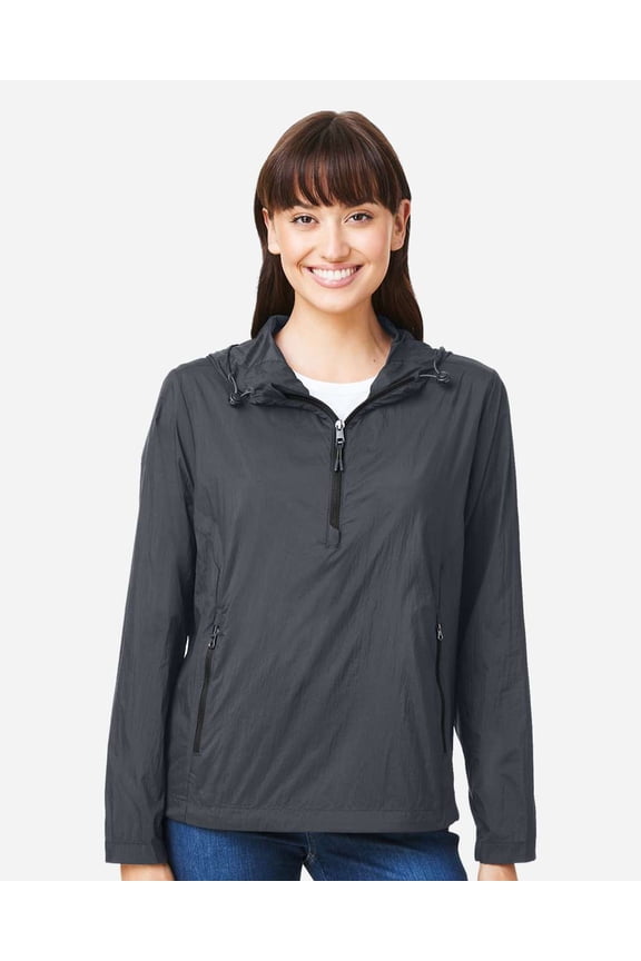 NE810W Women's Aura Lightweight Packable Anorak-Carbon/ Black-2XL
