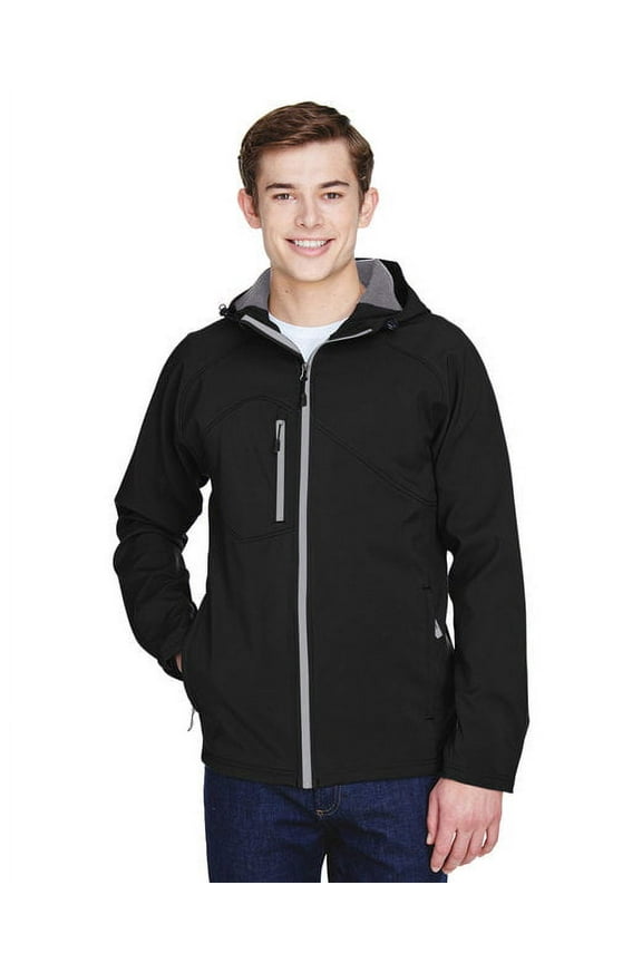 88166 Men's Glacier Insulated Three-Layer Fleece Soft Shell Hood Jacket-Black-5XL