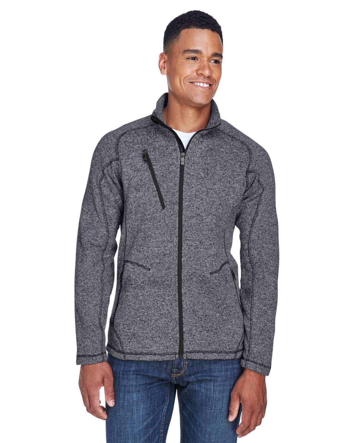 Ash City North End Men's Flux Mélange Bonded Fleece Jacket – Storm Cuffs, Thumb Holes, Zippered Pockets