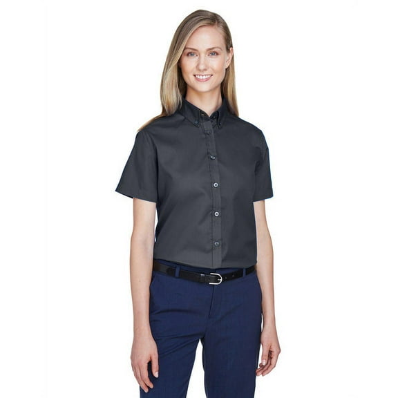 North End Women's Core 365 Operate Short Sleeve Twill Button Down Shirt