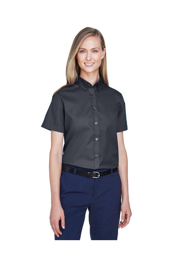 North End Women's Core 365 Operate Short Sleeve Twill Button Down Shirt