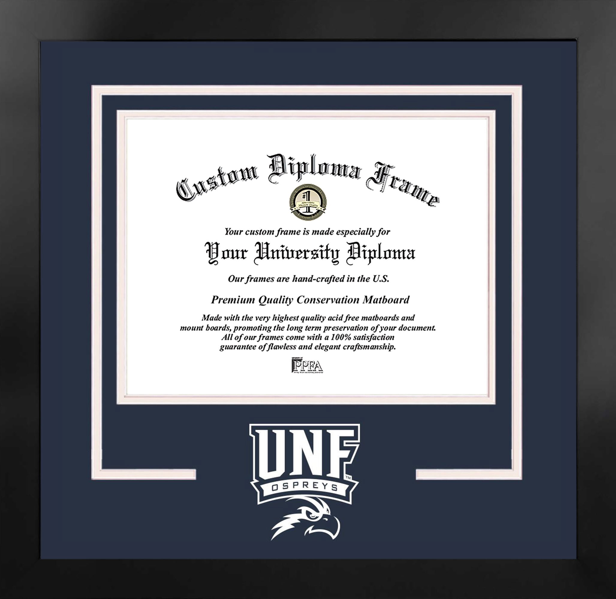 North Florida Ospreys 14w x 11h Spirit Diploma Manhattan Black Frame with Bonus Campus Images Lithograph (value savings $59)