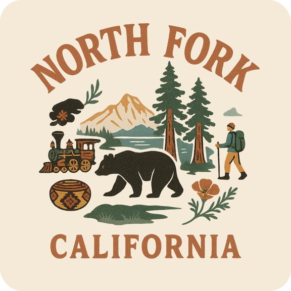 North Fork California Keepsakes Souvenir Vinyl Sticker – Destination Travel Keepsake Collectible (3-Inches Wide)