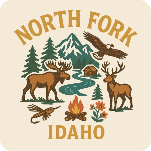 North Fork Idaho Keepsakes Souvenir Vinyl Sticker – Destination Travel Keepsake Collectible (3-Inches Wide)