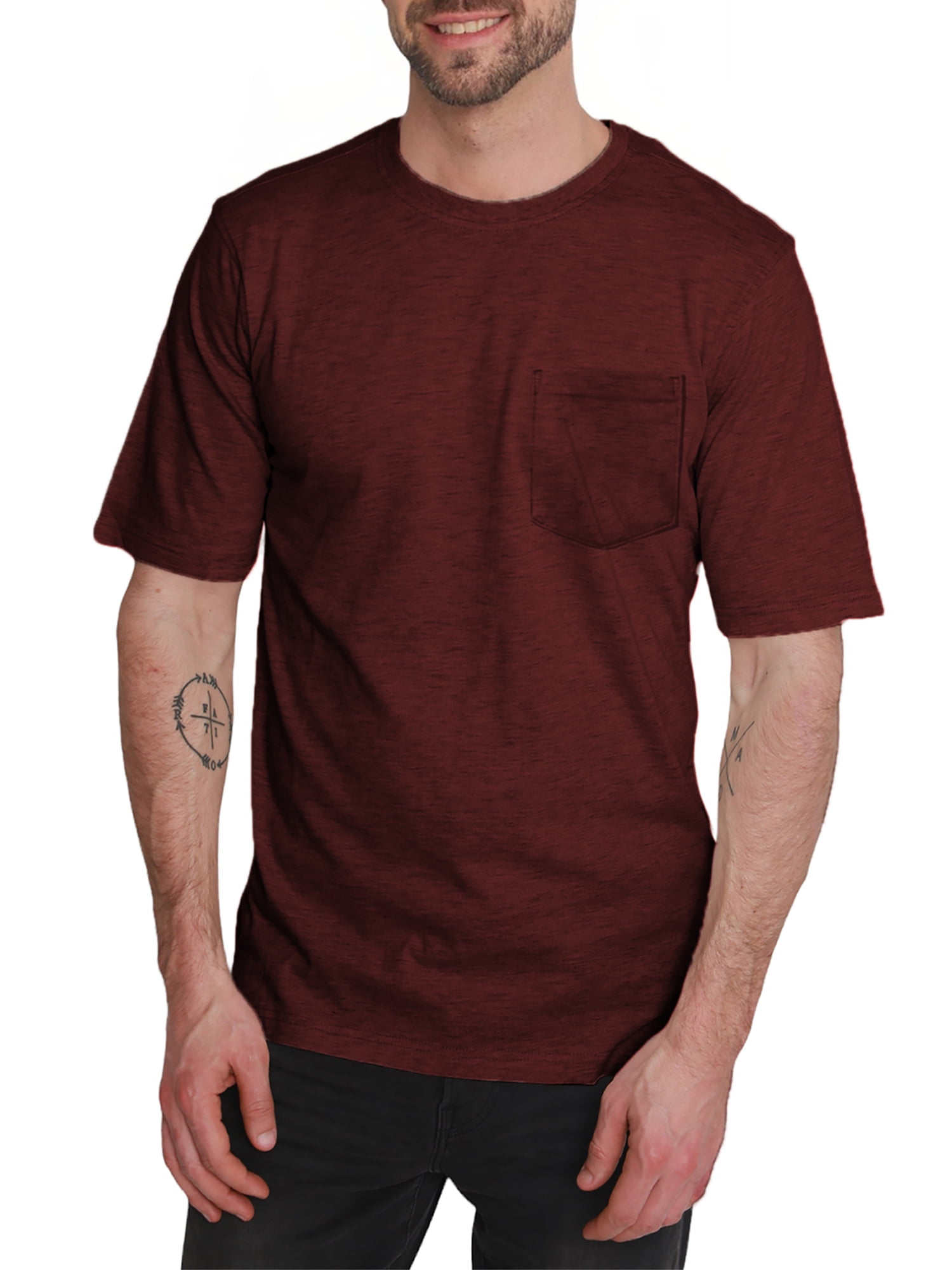 North Hudson Men's Short Sleeve 1 Pocket Crew Neck Jersey Tee Shirt