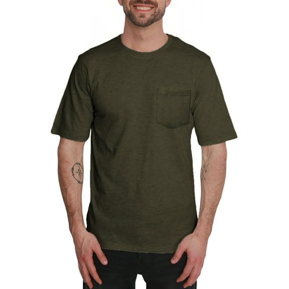 North Hudson Men's Short Sleeve 1 Pocket Crew Neck Jersey Tee Shirt