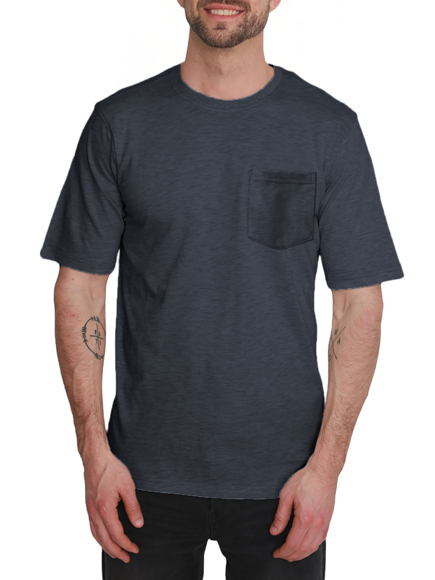 North Hudson Men's Short Sleeve 1 Pocket Crew Neck Jersey Tee Shirt